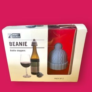 Monkey Business Beanie Bottle Stoppers Pack of 2. Funny Gift Idea Wine Lover NWT